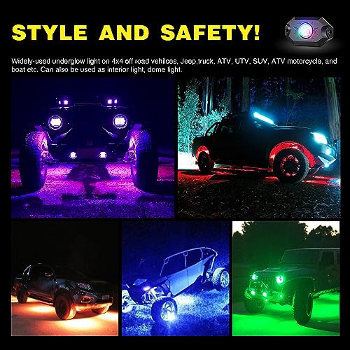 Nilight RGB LED Rock Lights Kit 6 Pods Underglow Multicolor Neon Pod - color: RGB 3LED, size: 6 Pods