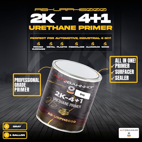 All Surfaces 2K Urethane Primer Gray & Medium Hardener Kit – High Build, Controlled Drying, Auto Body Refinishing & Industrial Coating – 1 Gallon Primer + 1 Quart Hardener - color: Gray Urethane Primer And Medium Hardener
