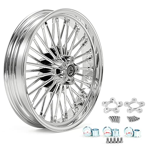 TOFR 18x3.5 16x3.5 Chrome Fat Spoke Wheels For Harley Touring Baggers 00-08 - color: Chrome, size: Front:18x3.5 Rear:16x3.5