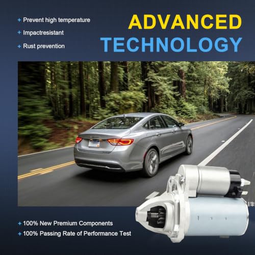 19616 New Starter Replacement for 11-21 V6 3.6L Chrysler 200 Town & Country, Dodge Journey Grand Caravan Avenger, Ram C/V Promaster 1500 2500 3500, 14 Jeep Cherokee 3.2L - color: 19616