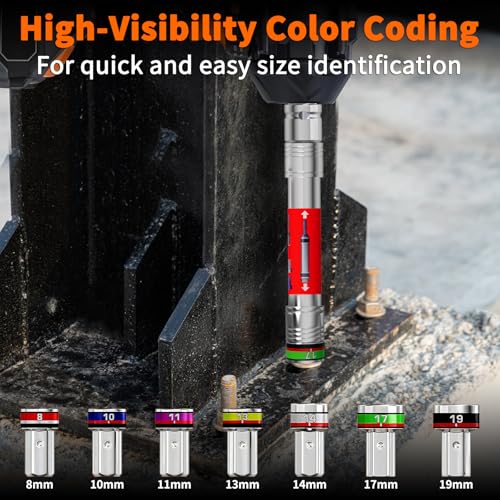 Power Nut Driver Set 19PCS 5-Inch Extended Reach Hollow Nut Driver Shaft