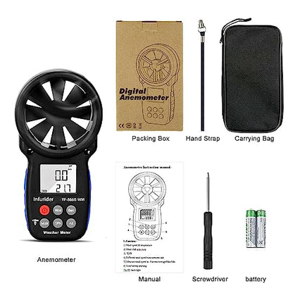 HoldPeak Handheld Anemometer Barometer, Weather Meter for Wind Speed, Temperature, Humidity, Dew Point, Altitude, Barometric Pressure, Wind Chill Measuring, Digital Wind Guage 866B-WM - color: 866B-WM (1 PC)