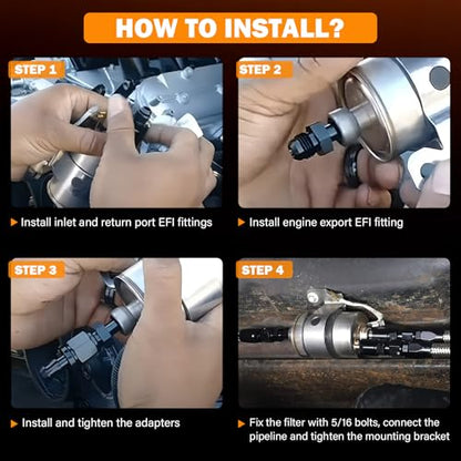 Yinlowa 255LPH Inline Fuel Pump Kit, Replaces GSL392, 58 PSI LS Swap - size: 58PSI Fuel Filter+GSL392 Pump