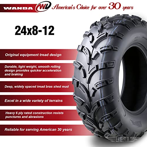 WANDA Set 2 AT MASTER ATV/UTV Tires 24x8-12 24x8x12 6 ply P373-10202 - size: 24X8-12