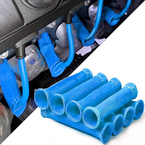 Spark Plug Wire Boots Heat Shield Sleeves 2500°F Protector for SBC BBC 350 454 Blue - color: Blue