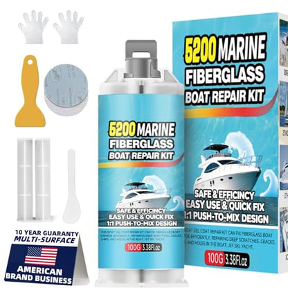 Tylove 5200 Marine Fiberglass Repair Kit, Marine Gel Coating Repair Kit, Epoxy Resin Filler, for Repairing Holes, Gaps, and deep Cracks, Suitable for Enamel, Fiberglass, Acrylic, and Ceramic - color: White