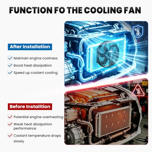 MOSTPLUS Black Universal Electric Radiator Slim Fan Push/Pull 12V + Mounting Kit (7 Inch) - size: 7 Inch, style: Set of 1
