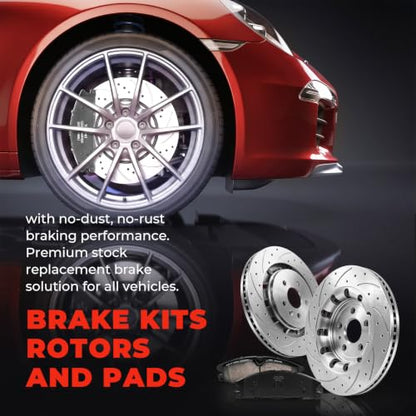 13.86 inch Front Drilled&Slotted Disc Brake Kit Replacement for Ford - size: S-54188+D1611