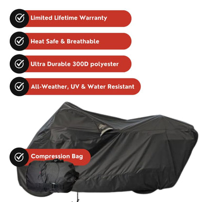 Dowco Guardian 50003-02 WeatherAll Plus Indoor/Outdoor Waterproof Motorcycle Cover: Black, Large