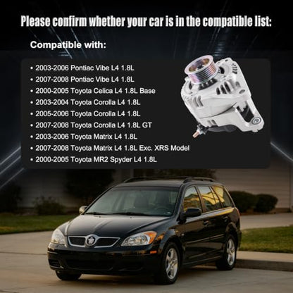 Alternator for 03-08 Vibe 1.8L,03-08 Corolla 1.8L 13878N - size: 2003‑2006 Corolla L4 1.8L
