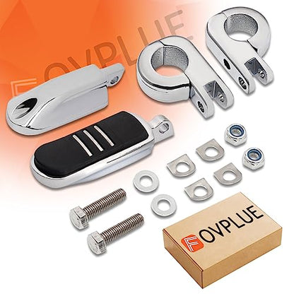 FOVPLUE 1.25" Highway Footpegs, for Harley Touring Softail Dyna Sportster - color: Chrome