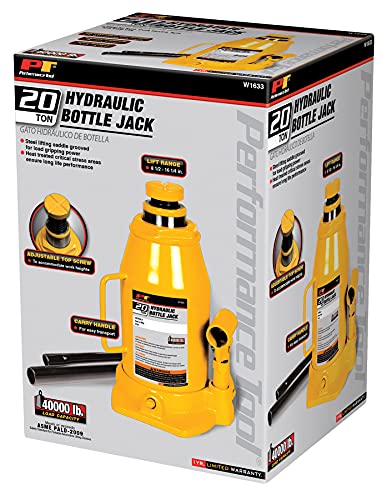 Performance Tool W1633 20 Ton Heavy Duty Hydraulic Bottle Jack - size: 20-Ton - Standard