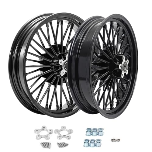 TOFR 18x3.5 18x3.5 Fat Spoke Wheels Black For Harley Touring Baggers 00-07 - color: Gloss Black, size: Front:18x3.5 Rear:18x3.5