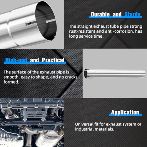 4 Inch Exhaust Pipe, 4'' Stainless Steel Straight Exhaust Pipe, 30" Length 4'' Muffler Replacement Pipe - size: 4 Inch without Clamps