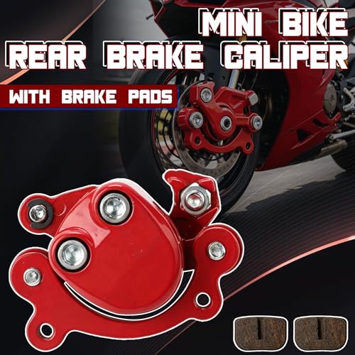 Mini Bike Rear Brake Caliper with Brake Pads for Coleman CT100U CC100X RB100 B100 Baja DB30 Dirt Bug Motovox MBX10 MBX11 105cc 99cc 97cc 79cc 2.5hp 2.8hp Monster Moto MMB-80 MM-B105 Parts （RED） - color: RED