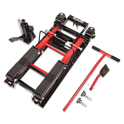DNA Motoring Steel Hydraulic Motorcycle ATV Scissor Lift Jack Hoist Stand - 1500 lbs Capacity, Low Profile, 4.5-15" Lifting Range,TOOLS-00288 - style: 1500 lbs