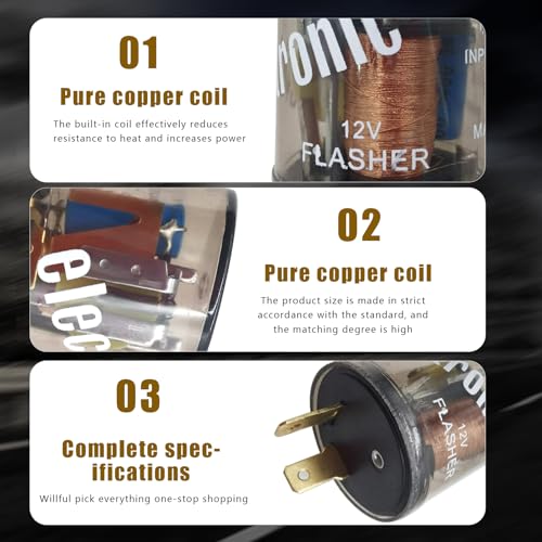 2 PCS Car 2 Pin 3 Pin Flasher, 20A 12V Transparent Round Shell Fast Flasher Relay, Turn Signal Indicator Repair Tool, Universal for Halogen Lamp Relays (Transparent)