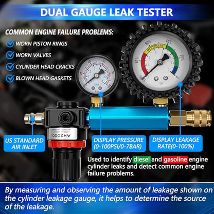 47PCS Compression and Leakage Test Kit Petrol & Diesel Compression Tester