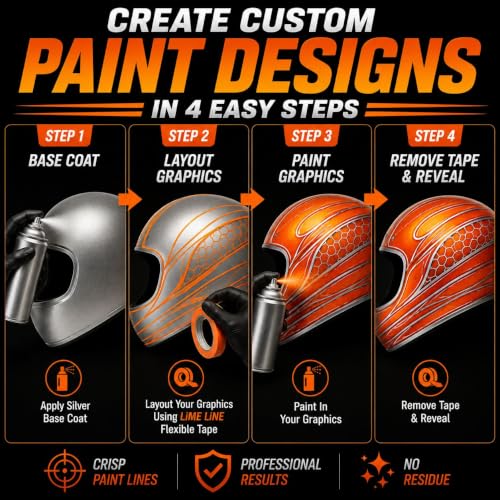 LiME LiNE Flexible Vinyl Fine Line Masking Tape for Automotive Custom Paint, No Residue Fineline Orange - 1/4" - color: 1/4"