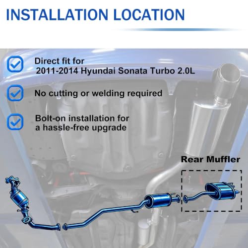 Stainless Steel Exhaust Muffler for 2011-2014 Hyundai Sonata 2.0L 2.4L HS08 - size: 11-14 Hyundai Sonata Left