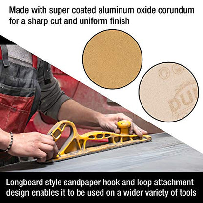 Dura-Gold Premium - 120 Grit Gold - Hook & Loop Backing Longboard Continuous Sandpaper Roll, 2-3/4" Wide, 12 Yards Long - For Automotive & Woodworking Air File Long Board Sanders, Hand Sanding Blocks - size: 120-Grit