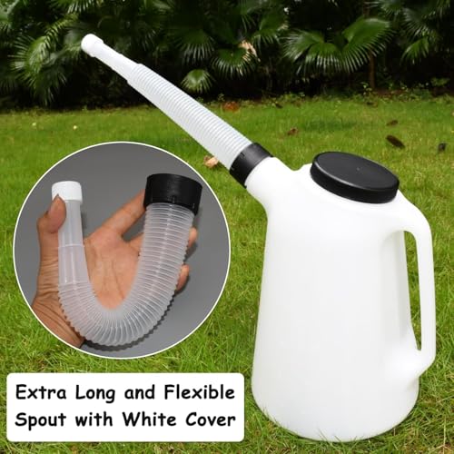 Oil Jug, Oil Measuring Container Automotive and Flexible Oil Funnel Set Oil Dispenser Automotive Motor Oil Container with Lid and Cap (5 Quart) - size: 5 Quart