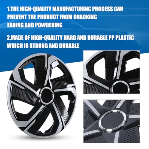 Winjet 14 Inch Set of 4 Universal Hubcaps Wheel Cover Replacement R14 Hub Caps,Auto Tire Replacement Exterior Cap,Universal Wheel Rim Cover Snap On Car Truck SUV (14in,Black Lacquer & Silver Lacquer) - color: Black Lacquer & Silver Lacquer(5180-DP-14), si