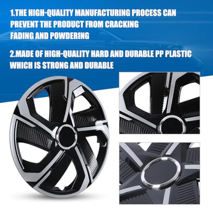 Winjet 14 Inch Set of 4 Universal Hubcaps Wheel Cover Replacement R14 Hub Caps,Auto Tire Replacement Exterior Cap,Universal Wheel Rim Cover Snap On Car Truck SUV (14in,Black Lacquer & Silver Lacquer) - color: Black Lacquer & Silver Lacquer(5180-DP-14), si