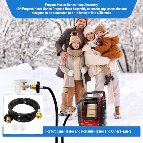 F273704 10FT Propane Hose Fits for Portable Heaters & Grill Etc, Heater Propane Hose with POL Fitting Connect 5-40 lb Propane Tanks, for Grill Propane Hoses, CSA Certified. - style: 273704 10FT Propane Adapter Hose for Heater Series