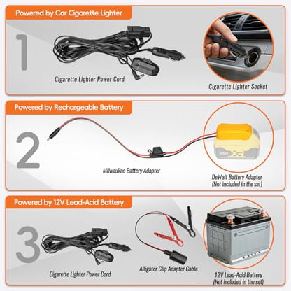 24V 120GPH Fuel Transfer Pump Set with Upgraded Carrying Case & Battery Adapter, Compatible with DeWalt 20V Battery, for Vehicles, Boats(120GPH 24V, Pump with Yellow Adapter) - color: 120GPH 24V, size: Carrying Case Set with Yellow Adapter