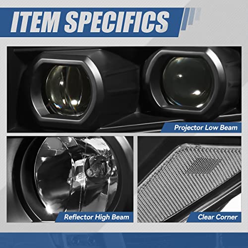 Auto Dynasty LED DRL Headlights Assembly for 2016-2024 Nissan Titan (XD) - color: Black, size: E-Style LED DRL / Halogen Low Beam