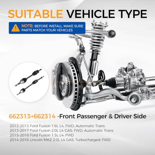PAROD 662313 662314 Front CV Axle Assembly, Passenger and Driver Side - size: Front Driver and Passenger Side
