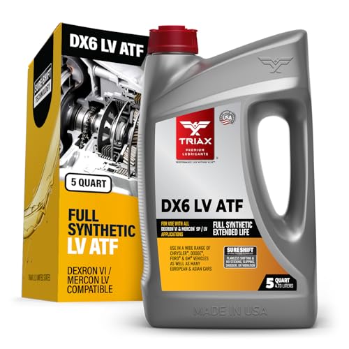 TRIAX DX6 LV ATF - Compatible with Dexron VI and Mercon SP/LV Applications - Full Synthetic, OEM Grade, Low Viscosity, Fill for Life Automatic Transmission Fluid (5 Quart) - size: 5 Quart