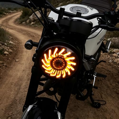 7inch LED headlight with White/Amber chrysanthemum petal DRL Compatible with Street Glide,Softail Heritage,Road King,Electra Glide - size: 7 inch - Single lamp