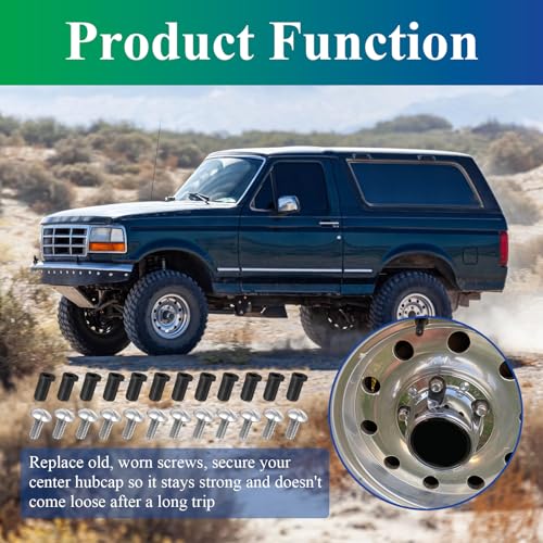 Center Caps Screws&Insert for 1980-1996 Ford F-150 & Bronco,1992-1996 Van - style: 12 Sets