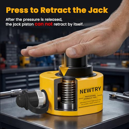 NEWTRY 20T Low Profile Hydraulic Ram Jack, 1.2" Stroke Multi-Section - size: 20T