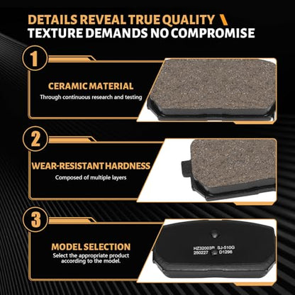 D1296 Rear Ceramic Brake Pads Kit Fit For Kia Rondo 2007-2010 - size: HZ1296