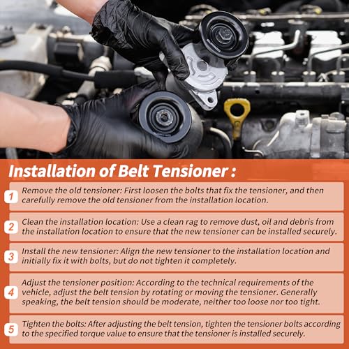 12638689 Drive Belt Tensioner Pulley Assembly for Chevy Equinox Cruze Malibu Trax Spark Belt Tensioner Assembly with Pulley for Buick Encore for Cadillac CT6 for GMC Terrain 39375