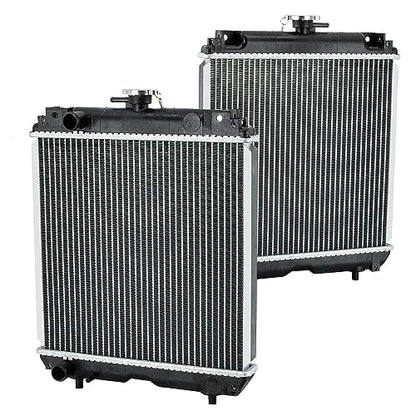 OE# 6C120-58502 6C170-58521 6C120-58500 Radiator Replacement for Kubota Tractor B7410D B7500D B7500DTN B7500HSD B7510D B7510DN B7510HSD B7510HSDTR B7610HSD, 2 Row Aluminium Core - size: 6C120-58502