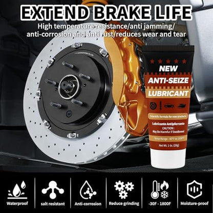 Copper Anti-Seize Brake Caliper Grease & Thread Lubricant - High Temp Copper Antiseize Compound Prevents Noise, Seizes - Use for Brake Pins, Bolts, Spark Plugs, Automotive Application - 1oz Tube 1Pack - color: 1 oz