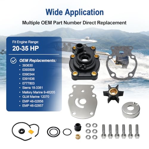 MARKGOO Water Pump Repair Kit 393630 for Johnson Evinrude 20-35 HP Outboard - color: 393630 fits 20 25 30 35HP