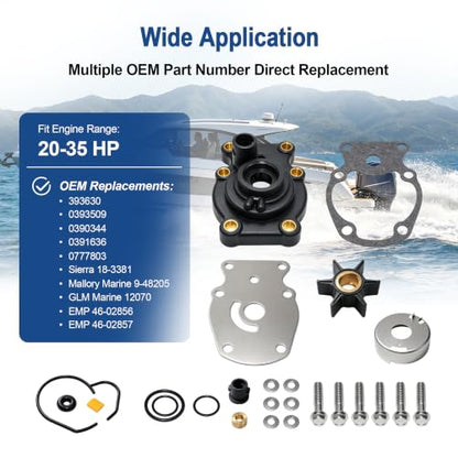MARKGOO Water Pump Repair Kit 393630 for Johnson Evinrude 20-35 HP Outboard - color: 393630 fits 20 25 30 35HP