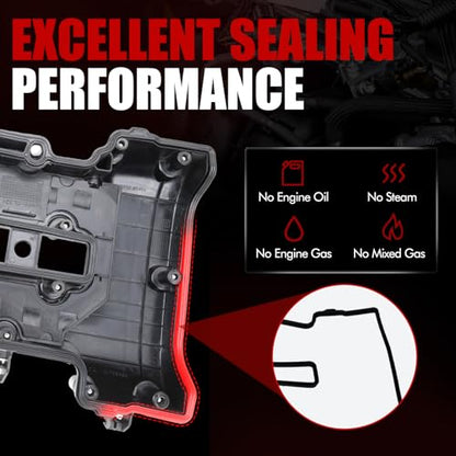 MITZONE Engine Valve Cover Compatible with 2011-2019 Chevy Cruze Sonic Volt Trax Buick Encore Cadillac ELR 1.4L Turbo Replace# 55573746 25198498 264-968 - color: Plastic
