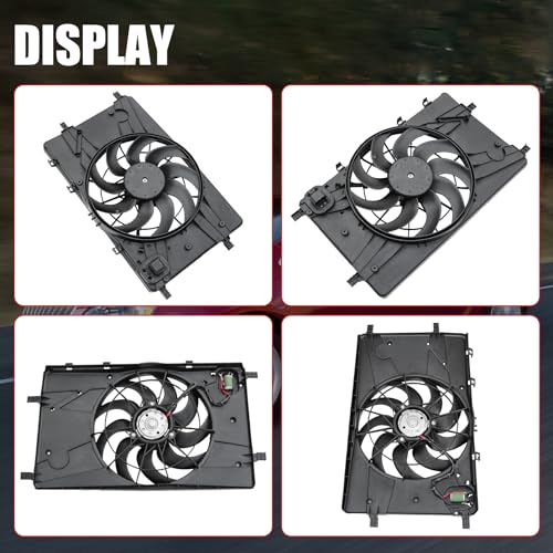 Engine Radiator Cooling Fan Assembly Replacement for Chevy Cruze 2011-2016 Replacement for Buick Verano 2012-2017 Radiator AC Condenser Cooling Fan Replace 13360890 13372154 13289627 13427161 13427160