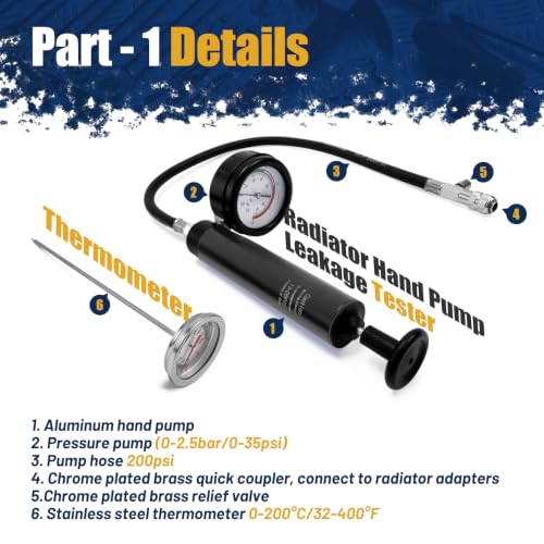 28pcs Radiator Pressure Tester Kit, Coolant Vacuum Refill Kit - size: 28PC