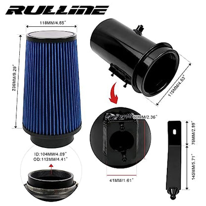 RULLINE 4" Cold Air Intake Pipe Kit Compatible with Ford 6.4L Powerstroke - color: Blue, style: 2008-2010 F250 F30 F450