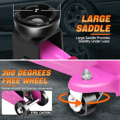 Low Profile Hydraulic Trolley Service/Floor Jack Combo with 2 Ratchet Jack Stands, 2 Ton (4000 lbs) Capacity, Lifting Range 11"-17", CAAP-TOLS-FJK-Set-PR