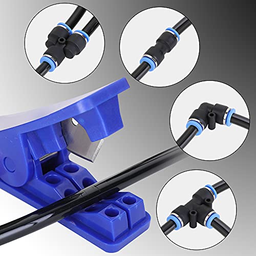 Hromee Air Line Tubing Kit, 5/16 Inch (7.937MM) OD x 32.8 Feet Polyurethane PU Tube and Push to Connect Fittings, 14 PCS Compressed Pipe and Accessories Kit - size: 5/16 Inch