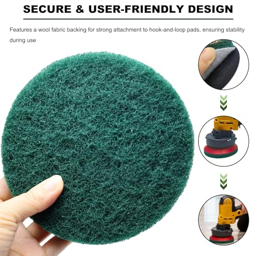 10 Pack 6 Inch 240 Grit Multipurpose Green Scrubber Scouring Pads Flocking Scuff Pads -Hoop and Loop Scuff Pads Conditioning Discs Polishing Pad for Furniture Automotive Cleaning, Rust Removal - style: 240 Grit