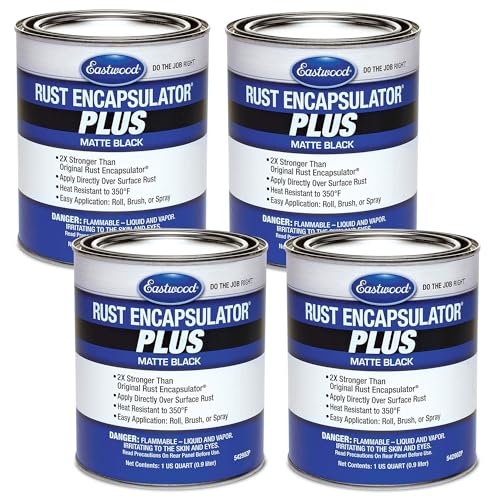 Eastwood Matte Black Rust Encapsulator Plus | Long Lasting Durable Finish 1 Coat Maximum Rust Protection | Heat Resistance up to 350 degrees Fahrenheit | Matte Black Quart | 4 Pack - size: 32 Ounce (Pack of 4)